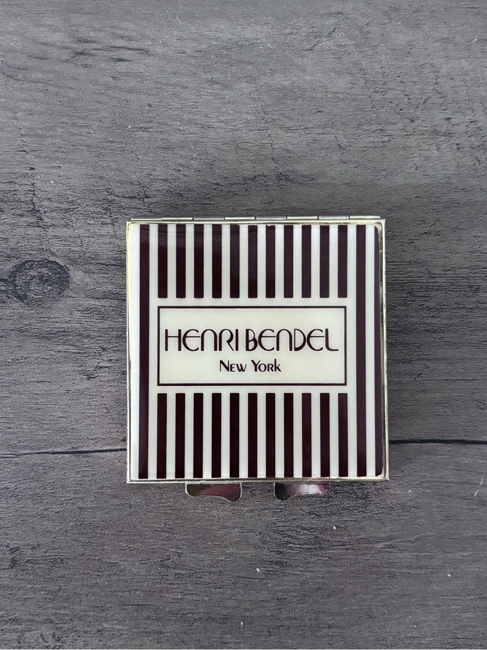 Henri Bendel Compact Mirror in Centennial Stripe (Vintage)